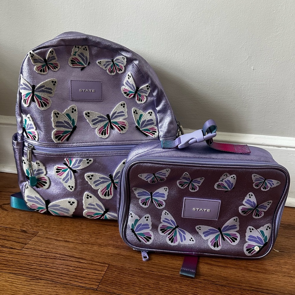STATE Kids Butterfly Backpack and Lunchbox Set - Lavender